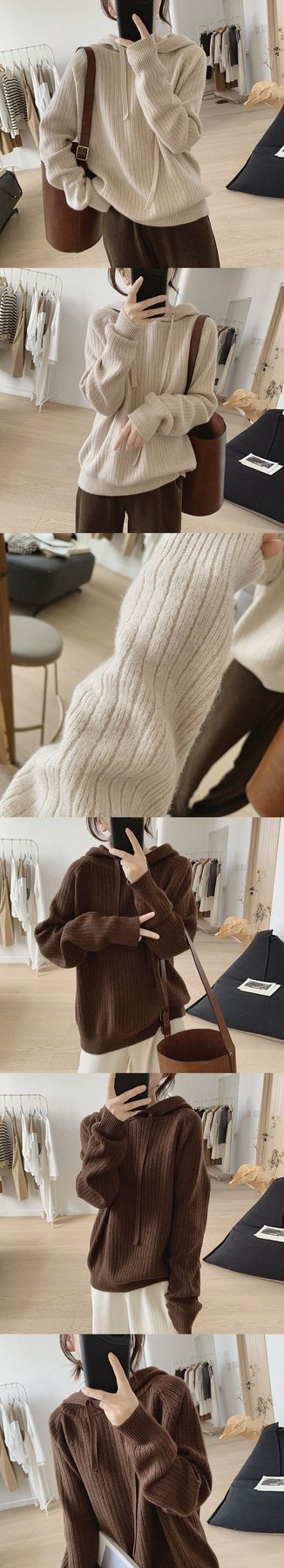 レディース トップス ニット 長袖 無地 ゆったり 秋冬 秋 カジュアル 体型カバー 膝丈 シンプル 冬 セーター フード ポリエステル