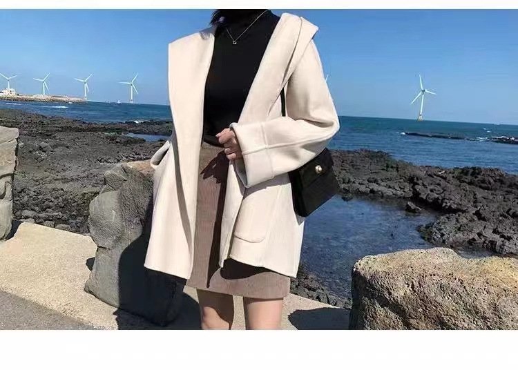 レディース コート ジャケット 長袖 無地 春 秋 きれいめ 通勤 ショート シンプル 学生 ブラック ダウン 薄手 ウール 切り替えデザイン ベージュ フード タイ ダウンジャケット