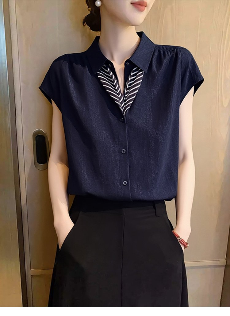 レディース シャツ トップス 半袖 ゆったり スリム 春夏 きれいめ 通勤 前開き 春 夏 膝丈 上品 都会的 ボタン ポリエステル
