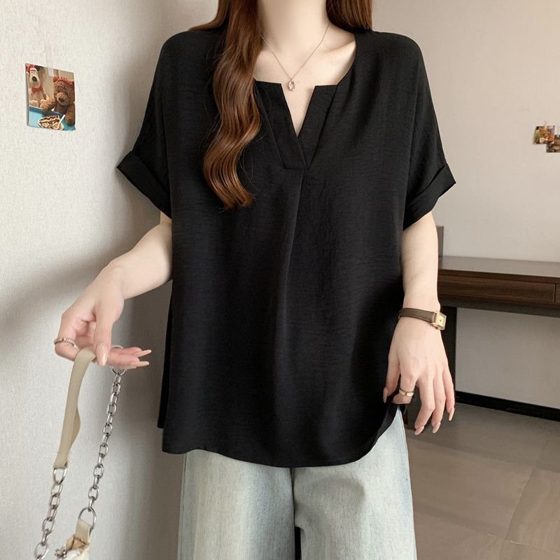 レディース Tシャツ 半袖 無地 ゆったり 春夏 カジュアル Vネック 春 夏 シャツ レギュラー ポリエステル