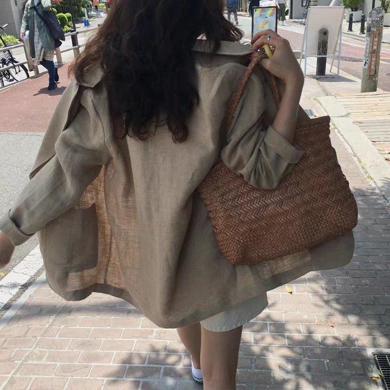 レディース コート ジャケット 長袖 プリント ゆったり コットン 綿 リネン 春 秋 カジュアル きれいめ 通勤 体型カバー ショート 薄手 切り替えデザイン スーツ タイ