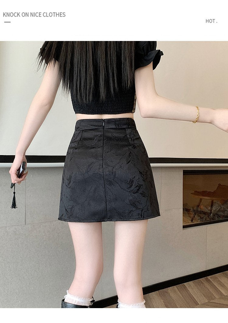 レディース スカート スリム 春夏 きれいめ 春 ショート 夏 上品 Aライン エスニック ハイウエスト ショートスカート ボタン