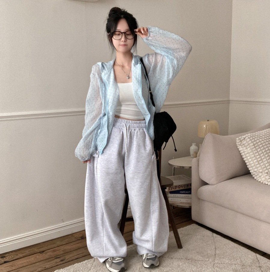 レディース ジャケット パーカー 長袖 ドット柄 ゆったり 春夏 春 夏 薄手 UVカット ドット