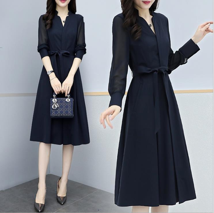 レディース ワンピース フレア 膝下 ミモレ 長袖 Vネック カシュクール Aライン フェミニン シフォン ウエストリボン ポケット ハイウエスト 透け感 シースルー 薄手 きれいめ シンプル 上品 おしゃれ レトロ こなれ感 ガーリー クール エレガント 存在感 フォーマル ロマンティック ナチュラル シック 無地 春 秋 デート お出かけ イベント レストラン 休日 ショッピング 発表会 コンサート 婚活 美脚 脚長 着回し お食事会 S M L XL 2XL 小さいサイズ 大きいサイズ ネイビー