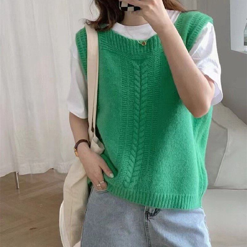 レディース トップス ニット ベスト 無地 麻 秋冬 秋 きれいめ 通勤 オフィス 重ね着 膝丈 シンプル 冬 プルオーバー インナー