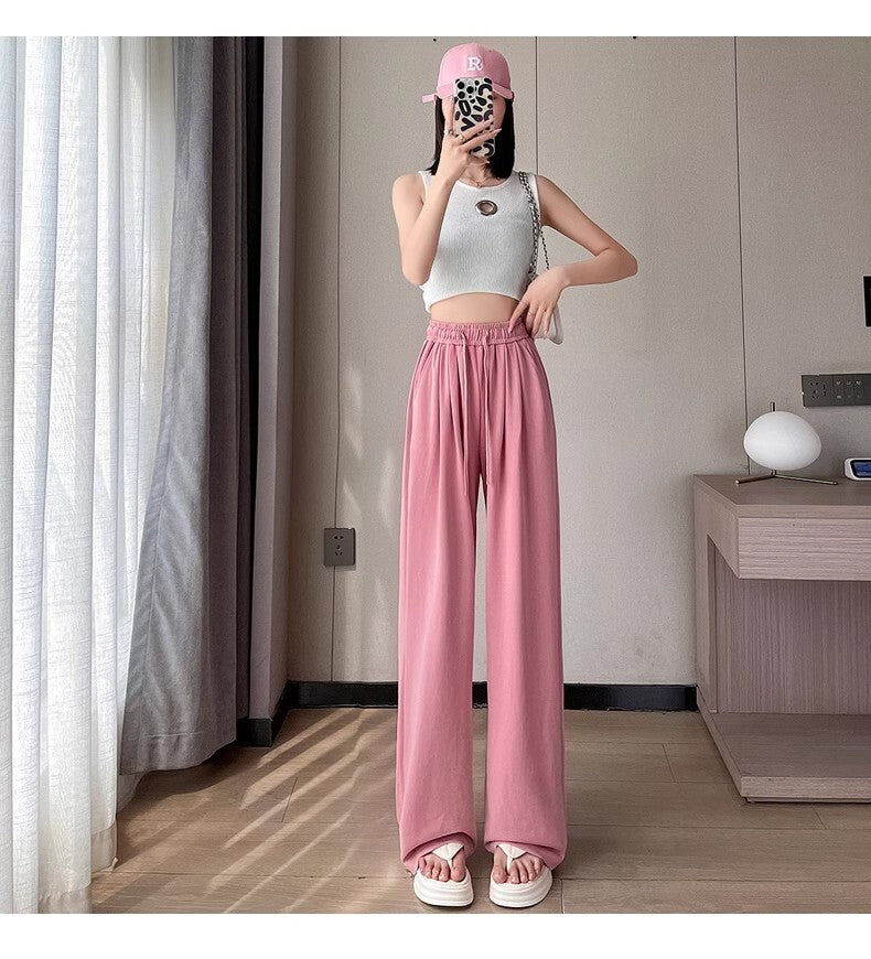 レディース パンツ ボトムス ストレートパンツ ワイドパンツ ワイド ドレープ ハイウエスト ウエストゴム かわいい シンプル カジュアル おしゃれ ラフ ルーズ キュート ナチュラル 無地 春 夏 ママ 通勤 学生 学校 通学 デート お出かけ 旅行 公園 女子会 休日 ショッピング カフェ 楽ちん 普段使い 着回し S M L XL 2XL 3XL 大きいサイズ ホワイト ブラック ダークグレー ピンク ベーシックカラー