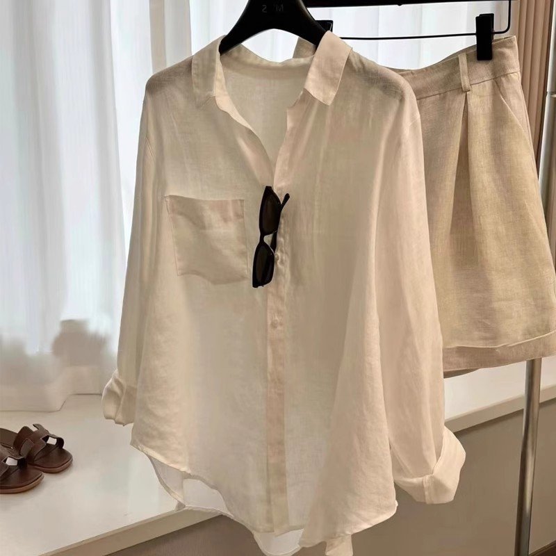 レディース シャツ トップス 長袖 無地 ゆったり コットン 綿 リネン 春夏 レトロ 前開き 春 白 夏 シンプル 麻 着痩せ