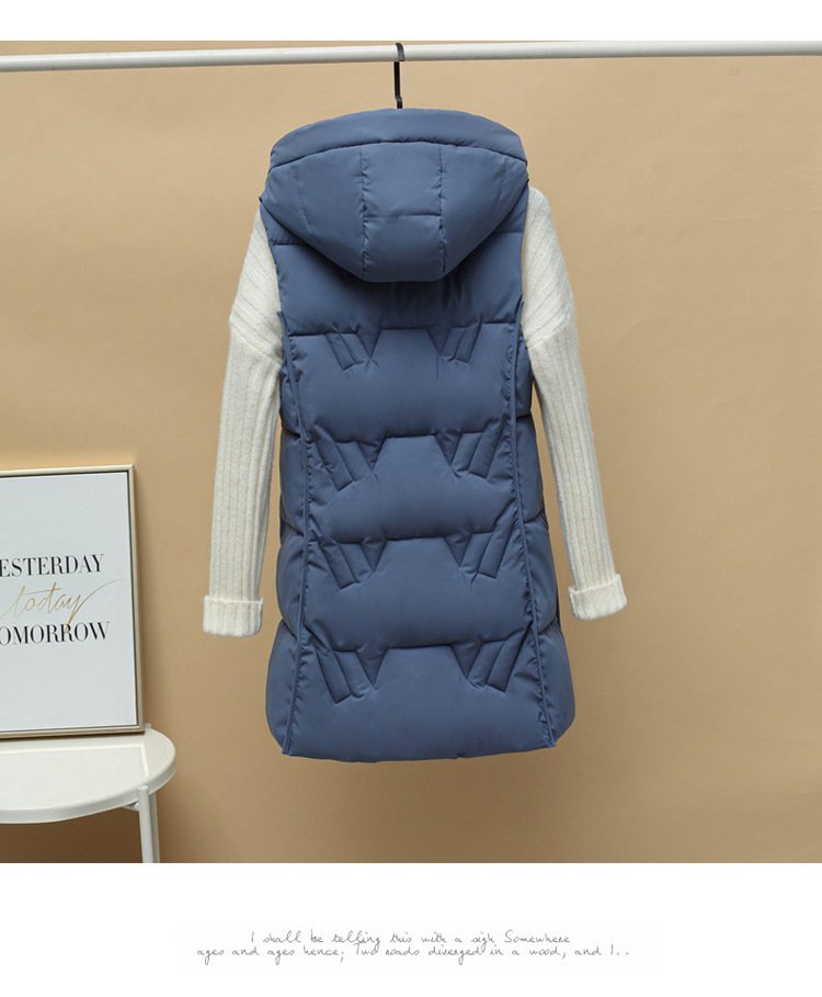 レディース ベスト コート 無地 コットン 綿 春夏 春 夏 秋 シンプル 冬 ダウン ロング 厚手 フード 秋冬