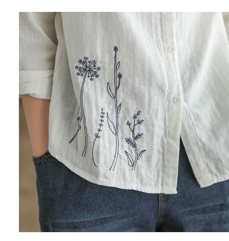 レディース トップス シャツ 羽織 前開き ショート 長袖 襟付き スリム 細身 刺繍 ポケット 2way 大人可愛い きれいめ シンプル 上品 おしゃれ こなれ感 個性的 エレガント 主役級 存在感 都会的 花柄 フラワー 春 秋 ロングシーズン ママ オフィス ビジネス デート お出かけ 女子会 韓国 オルチャン 暖かい 防寒 体型カバー 普段使い 着回し モテ 流行 インスタ映え M L XL 2XL 3XL 大きいサイズ ゆったり ゆる 白 ホワイト ネイビー