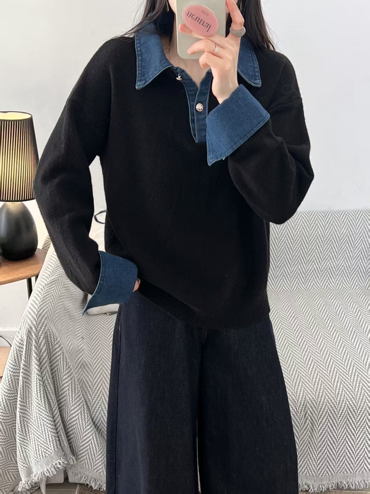 レディース トップス ニット 長袖 無地 ゆったり デニム 春夏 きれいめ 通勤 おしゃれ 春 夏 秋 シンプル 冬 セーター プルオーバー レイヤード 都会的 レギュラー 秋冬