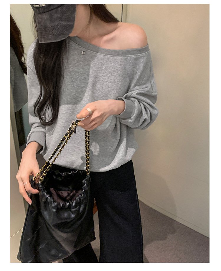 レディース パーカー 長袖 無地 ゆったり オーバーサイズ 春夏 カジュアル アメリカン きれいめ 通勤 オフィス 体型カバー 春 夏 膝丈 秋 シンプル オフショルダー プルオーバー スウェット タイ