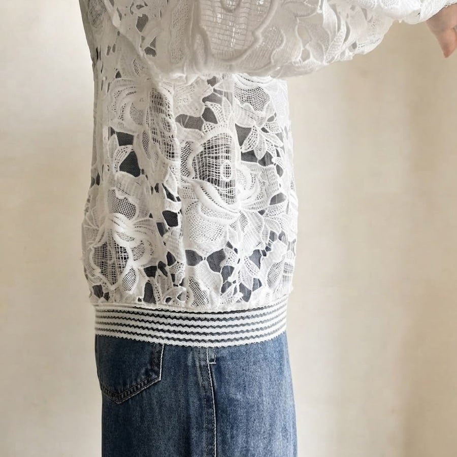 レディース コート 長袖 チェック柄 ゆったり 春夏 春 夏 レース 刺繍 スタンドカラー