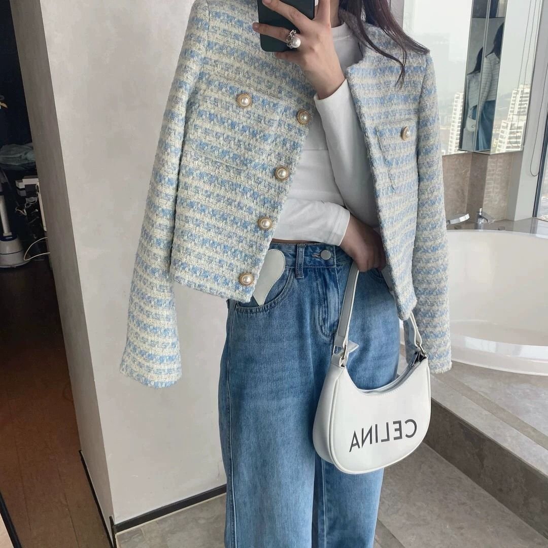 レディース カーディガン ジャケット 長袖 ゆったり 春夏 カジュアル 春 ショート 夏 ラウンドネック 秋 切り替えデザイン パール アウター レギュラー ボタン ポリエステル