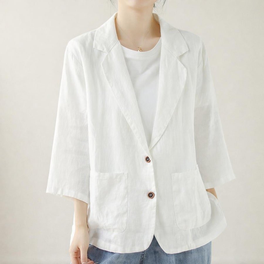 レディース ジャケット ゆったり コットン 綿 リネン 春夏 きれいめ レトロ 通勤 オフィス 体型カバー 春 ショート 夏 レザー レギュラー ボタン