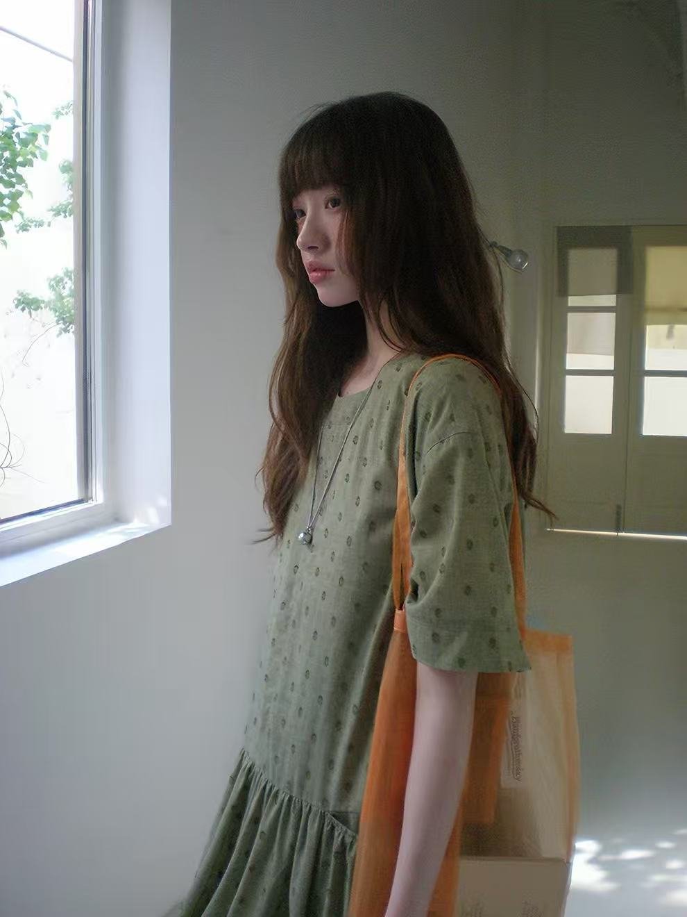 ワンピース 半袖 春夏 カジュアル きれいめ レトロ 体型カバー 通勤 春 夏 ラウンドネック ドット ロング Aライン