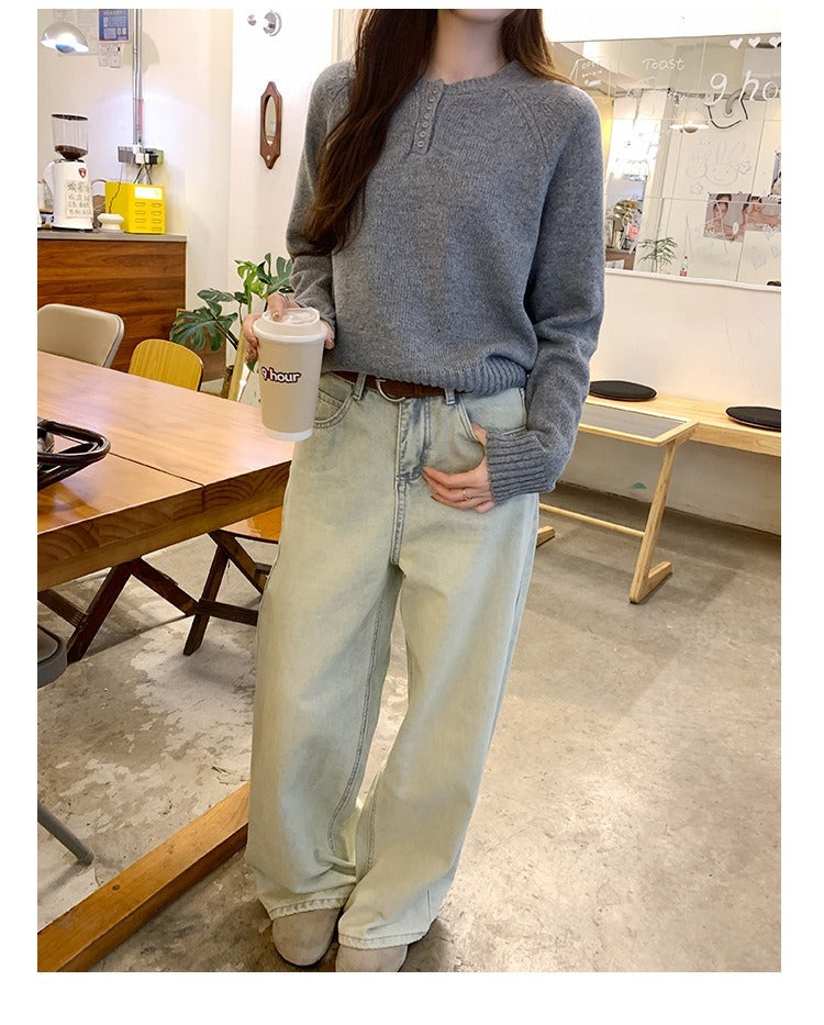 レディース トップス ニット セーター プルオーバー ミディアム 長袖 ラグラン ラウンドネック ボタン かわいい 大人可愛い きれいめ シンプル カジュアル 上品 おしゃれ こなれ感 個性的 ベーシック ナチュラル 無地 春 秋 冬 ママ 通勤 学生 学校 通学 デート お出かけ 旅行 公園 女子会 休日 ショッピング お花見 合コン コンパ 婚活 モテ 清楚 定番 S M L 黒 グレー ベージュ ブルー ベーシックカラー 大人カラー