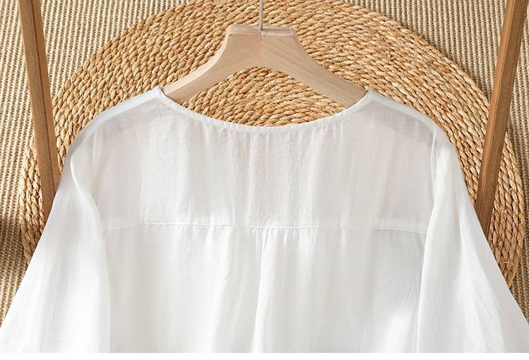 レディース シャツ Tシャツ 半袖 コットン 綿 デニム 春夏 カジュアル きれいめ 通勤 前開き 春 夏 刺繍 薄手 プルオーバー 透けない