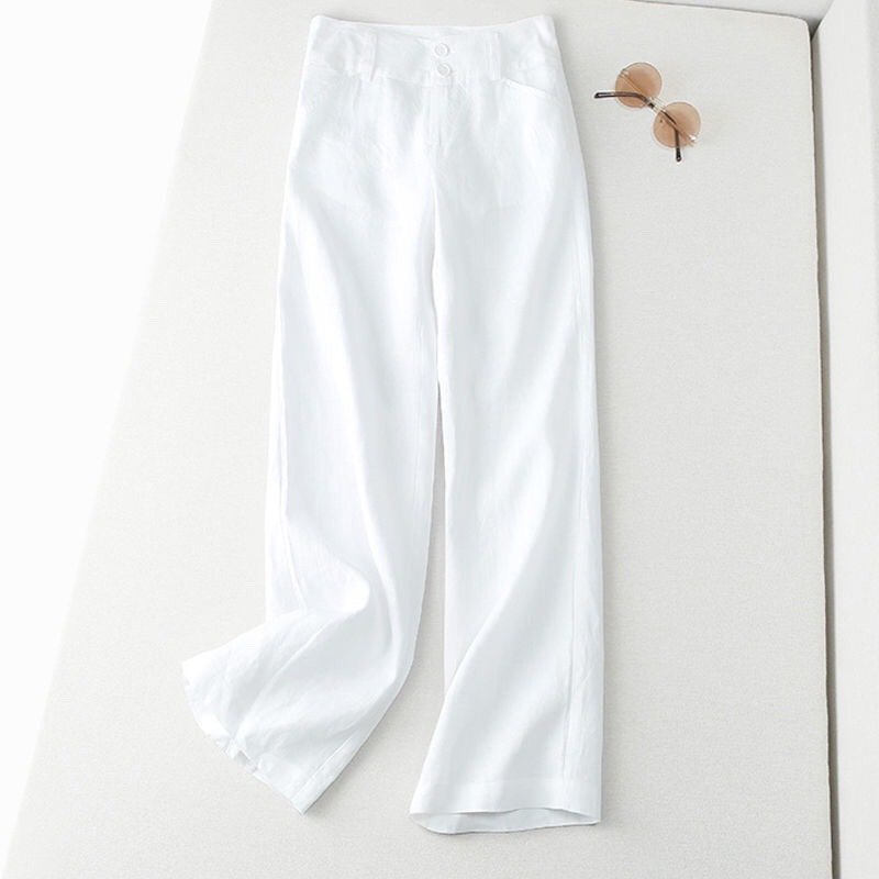 レディース パンツ ワイド スリム コットン 綿 リネン 春夏 カジュアル きれいめ 通勤 オフィス デニム 春 夏 ストレートパンツ ロング ストレート ワイドパンツ ハーフ ハイウエスト ウエストゴム ポリエステル