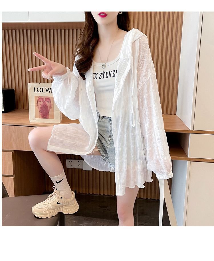 シャツ ジャケット 長袖 ゆったり 春夏 カジュアル 前開き 春 夏 ミモレ 薄手 ポリエステル UVカット