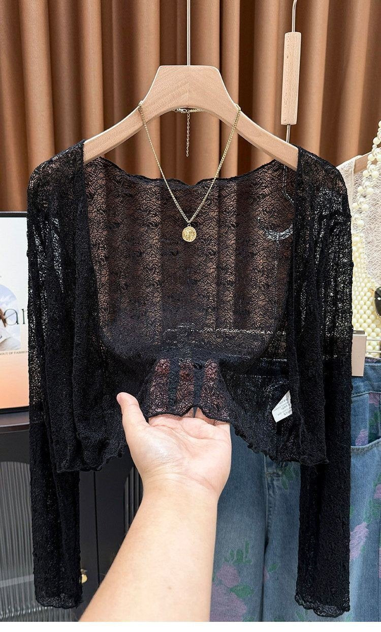 レディース カーディガン 長袖 花柄 無地 春夏 きれいめ 通勤 春 ショート 夏 レース シンプル 上品 タイ アウター ポリエステル ショール
