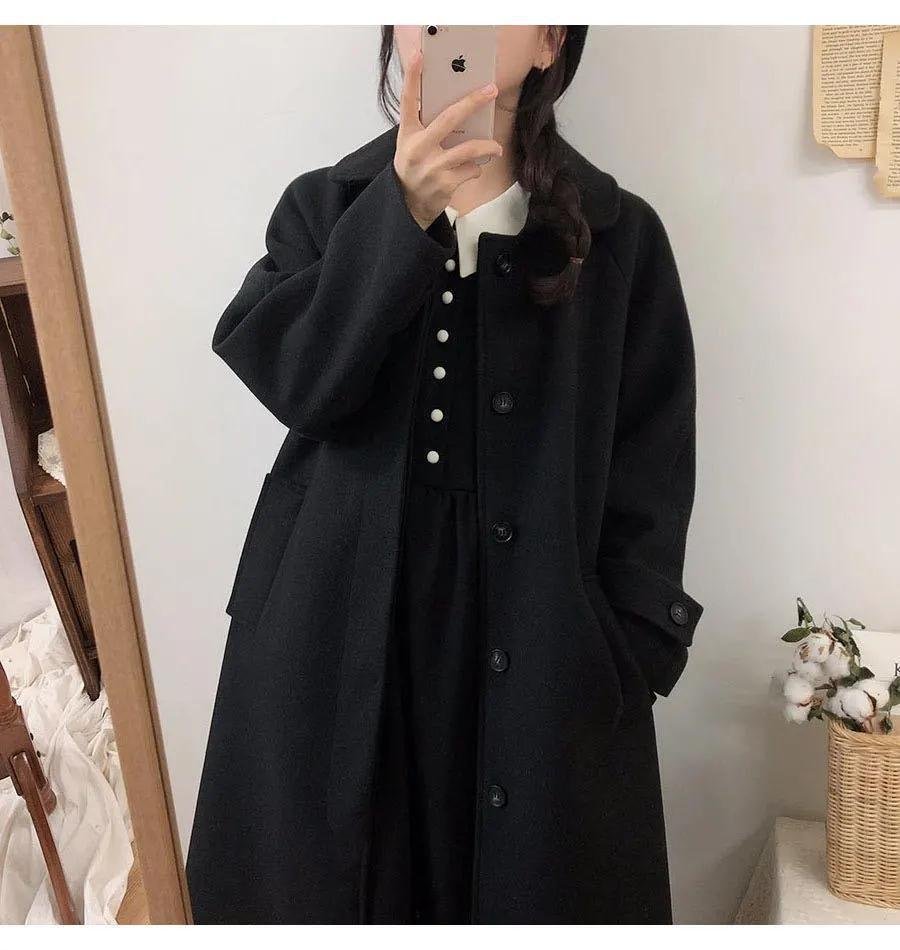 レディース コート 長袖 無地 秋冬 秋 シンプル 冬 ブラック 上品 ロング 切り替えデザイン ロングコート ポリエステル
