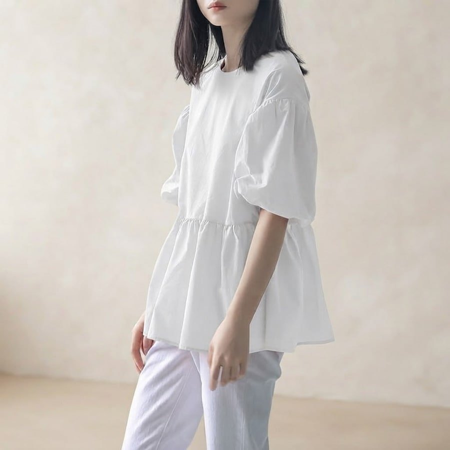 レディース シャツ トップス ゆったり 春夏 きれいめ 通勤 前開き 春 夏 ラウンドネック 韓国ファッション