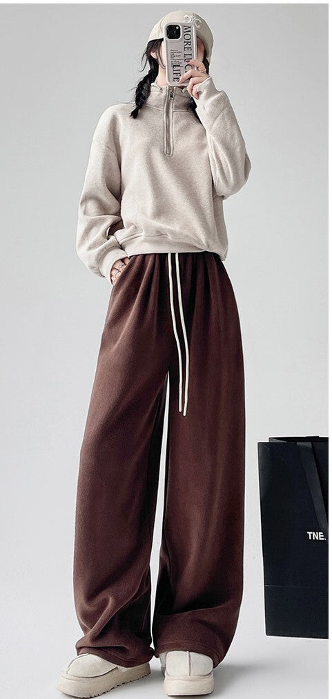 レディース パンツ ボトムス 裏起毛 ロングパンツ ワイドパンツ ロング ワイド ストレート ストリート ハイウエスト ウエストゴム ドロスト アメカジ かわいい 大人可愛い シンプル カジュアル おしゃれ こなれ感 ボーイッシュ ルーズ 抜け感 ベーシック 無地 秋 冬 ママ 学生 学校 通学 デート お出かけ アウトドア イベント 旅行 公園 女子会 休日 ライブ コンパ カフェ 韓国 コーデ 防寒 体型カバー 脚長 普段使い 着回し M L XL ホワイト ブラック ブラウン グレー ピンク レッド