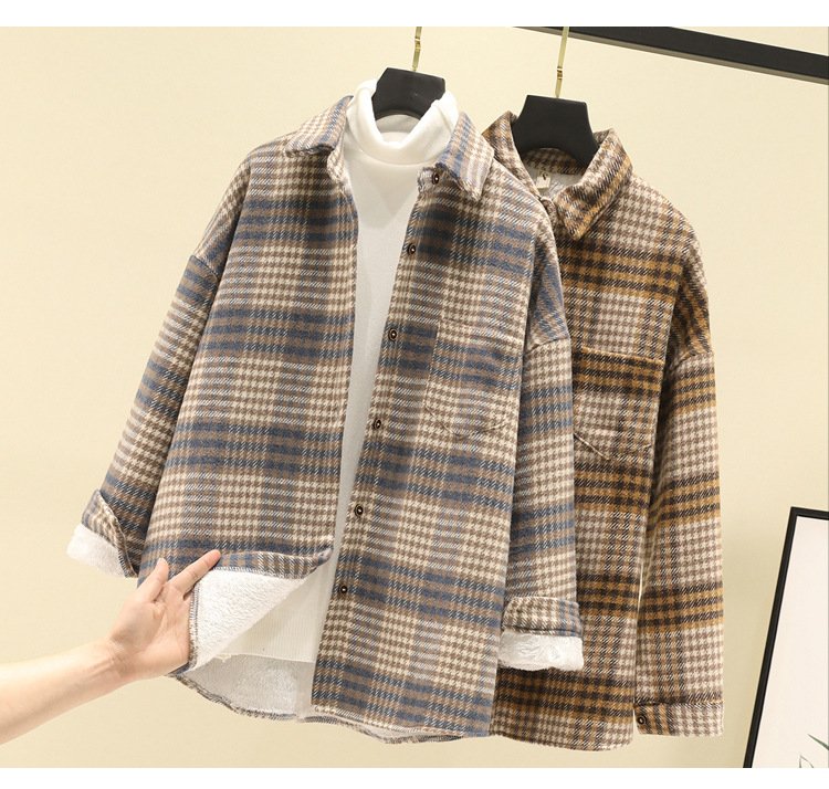 レディース シャツ コート 長袖 チェック柄 ゆったり 秋冬 秋 きれいめ 通勤 体型カバー 前開き 冬 ウール 厚手 裏起毛 襟付き タイ ポリエステル