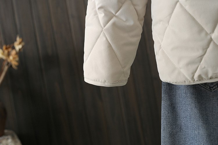 レディース コート ジャケット 長袖 無地 ゆったり コットン 綿 冬 体型カバー 大きいサイズ ショート 膝丈 ラウンドネック シンプル 上品 ノーカラー 中綿 ポリエステル