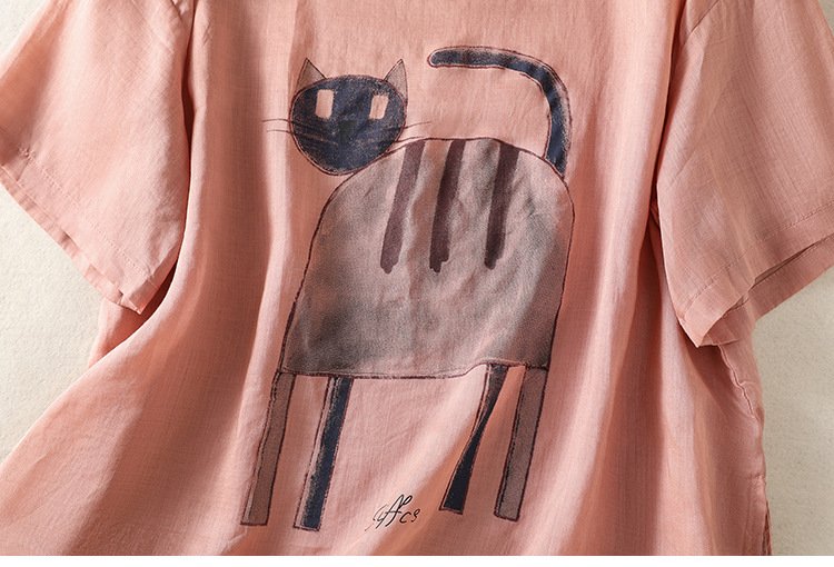 レディース Tシャツ 半袖 アニマル柄 ゆったり コットン 綿 麻 春夏 カジュアル きれいめ 通勤 オフィス 体型カバー 春 夏 シャツ ヴィンテージ インナー レギュラー