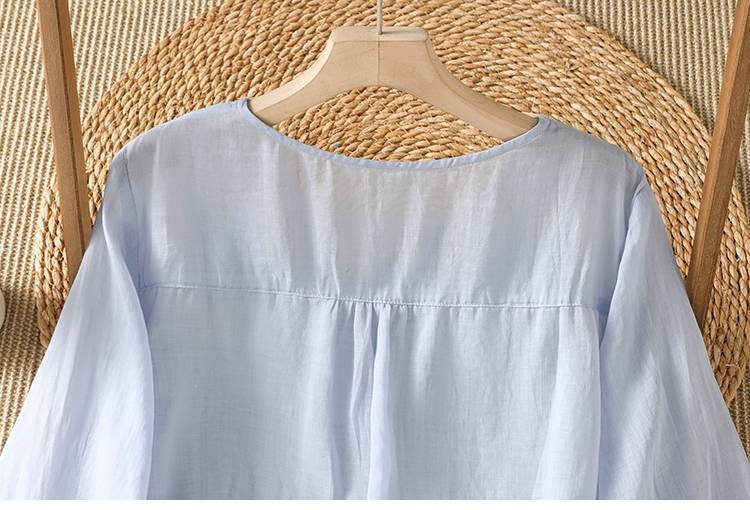 レディース シャツ Tシャツ 半袖 コットン 綿 デニム 春夏 カジュアル きれいめ 通勤 前開き 春 夏 刺繍 薄手 プルオーバー 透けない
