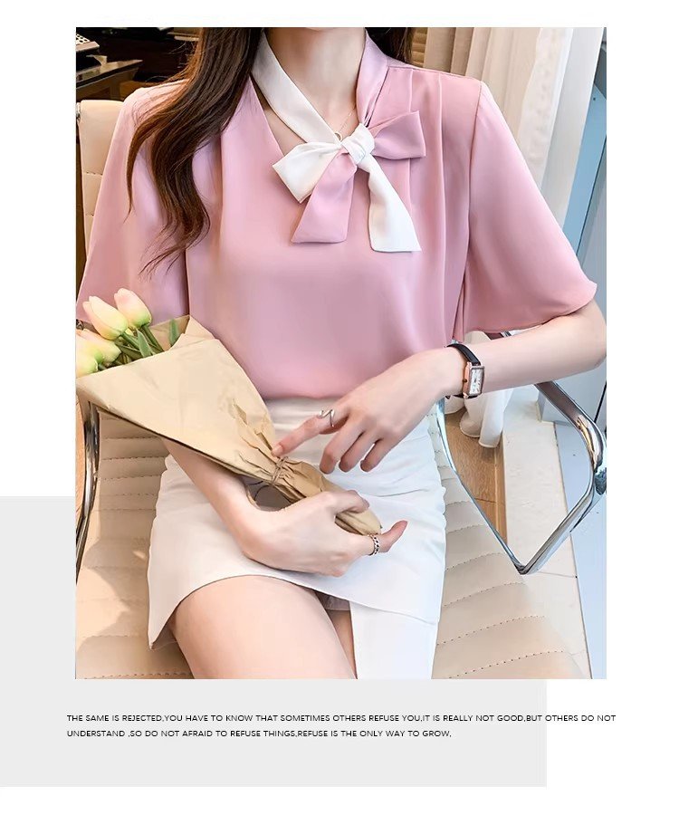 レディース ブラウス シャツ トップス 半袖 長袖 ゆったり 夏 秋冬 春夏 前開き Vネック 秋 冬 シフォン フリル ポリエステル