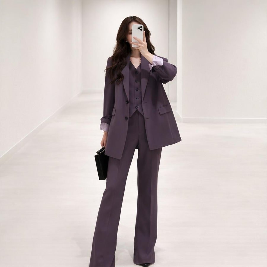 レディース パンツ ジャケット 長袖 無地 春夏 きれいめ 通勤 オフィス 春 フレア 夏 秋 シンプル 紫 ロング 切り替えデザイン セットアップ