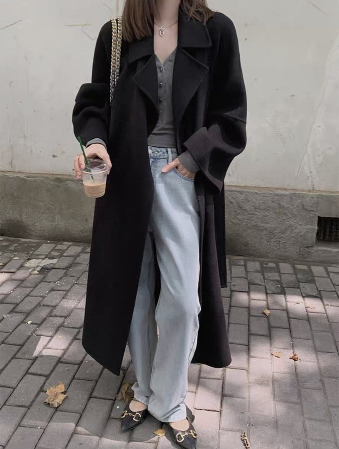 レディース コート 長袖 無地 ゆったり 秋冬 秋 きれいめ シンプル 冬 上品 ロング ベルト ウール 切り替えデザイン スーツ