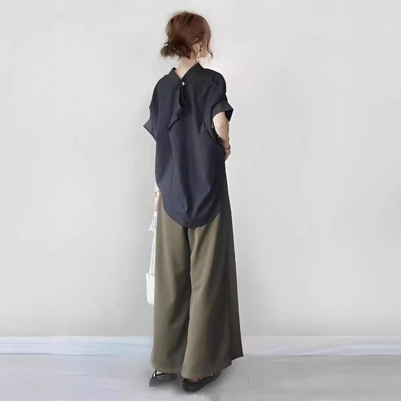 レディース トップス パンツ ボーダー ストライプ ワイド 春夏 きれいめ 春 夏 上品 ワイドパンツ 切り替えデザイン セットアップ ポリエステル