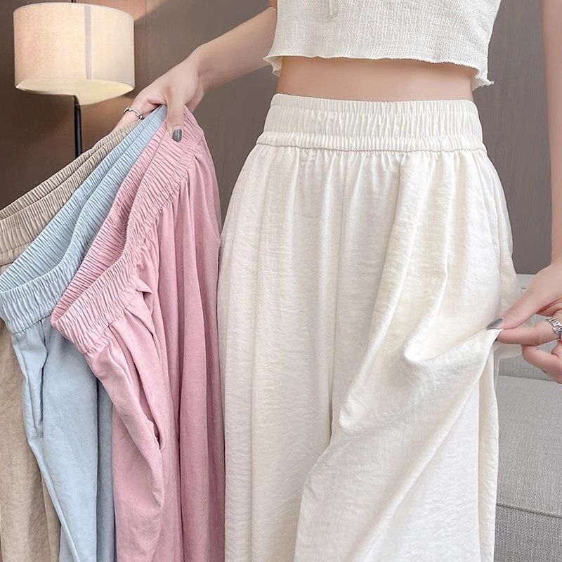 レディース パンツ ボトムス ストレートパンツ ワイドパンツ 丈長 ワイド ドレープ ポケット ハイウエスト ウエストゴム かわいい 大人可愛い シンプル カジュアル おしゃれ こなれ感 ラフ ルーズ 抜け感 ベーシック ナチュラル 無地 春 夏 ママ 学生 学校 通学 お出かけ 旅行 公園 女子会 休日 ショッピング カフェ 楽ちん 体型カバー 脚長 普段使い 着回し M L XL 黒 ブラック オフホワイト カーキ ピンク 水色 ライトブルー 春カラー