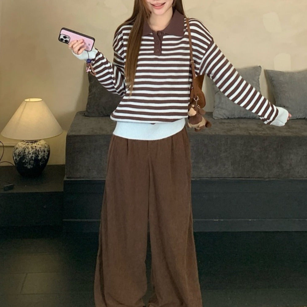 レディース トップス ニット セーター プルオーバー ミディアム 長袖 ポロカラー ボタン 大人可愛い シンプル カジュアル おしゃれ レトロ こなれ感 存在感 カレッジ風 学生風 ベーシック アクティブ ナチュラル ボーダー 秋 冬 通勤 学生 学校 通学 部活 デート お出かけ アウトドア キャンプ イベント 旅行 公園 女子会 休日 ショッピング ライブ お花見 楽ちん 普段使い トレンド 定番 フリーサイズ 茶色 秋カラー ブラウン ライトブルー
