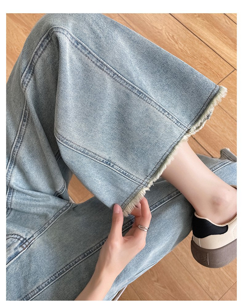 レディース パンツ ゆったり ワイド コットン 綿 春夏 カジュアル レトロ 春 白 夏 秋 冬 ストレート ファー ワイドパンツ 9分丈 ハイウエスト 秋冬