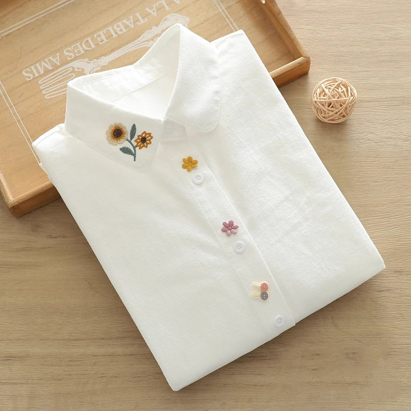 レディース トップス シャツ ブラウス 長袖 襟付き 角襟 丸襟 フェミニン 刺繍 前開き ボタン かわいい 大人可愛い きれいめ おしゃれ レトロ ガーリー ラブリー キュート クラシカル プレッピー アクティブ ロマンティック ナチュラル 無地 花柄 フラワー アニマル柄 キャラクター ワンポイント 春 秋 学生 デート お出かけ カフェ ランチ 重ね着 お揃い 双子 韓国 オルチャン コーデ 普段使い 着回し トレンド S M L XL 2XL 小さいサイズ 大きいサイズ 白 ホワイト クリーム