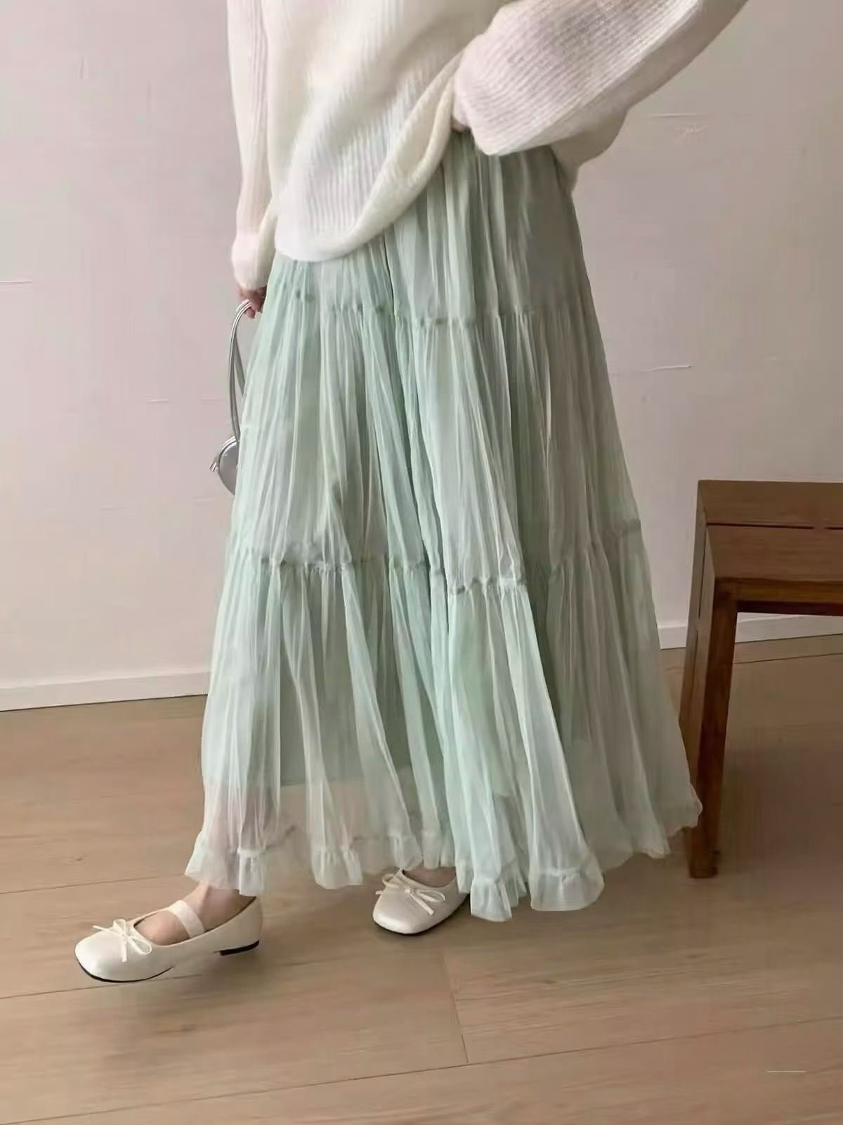 ワンピース 長袖 春夏 カジュアル 春 レース 夏 ロング フリル 切り替えデザイン