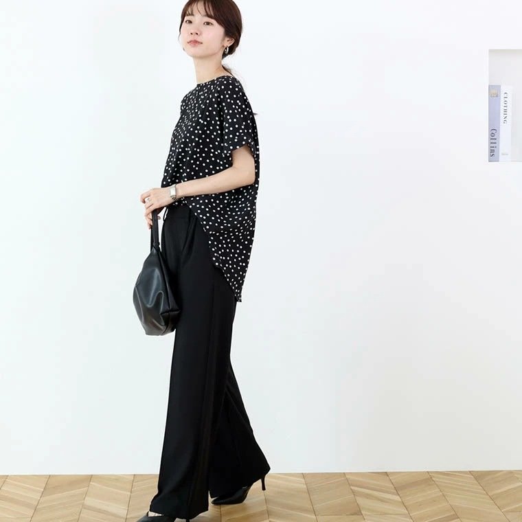 レディース シャツ トップス 半袖 ドット柄 ゆったり スリム 春夏 きれいめ 通勤 前開き Vネック 春 夏 プルオーバー 都会的 レギュラー ポリエステル 丸首 ドット