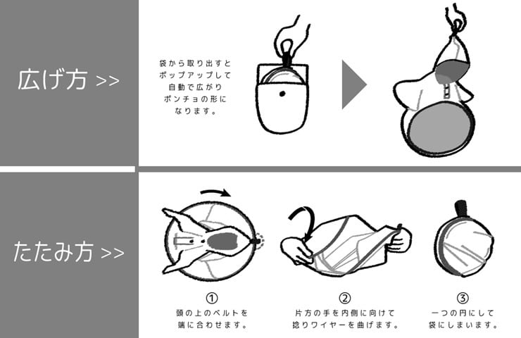 ポップアップレインポンチョ