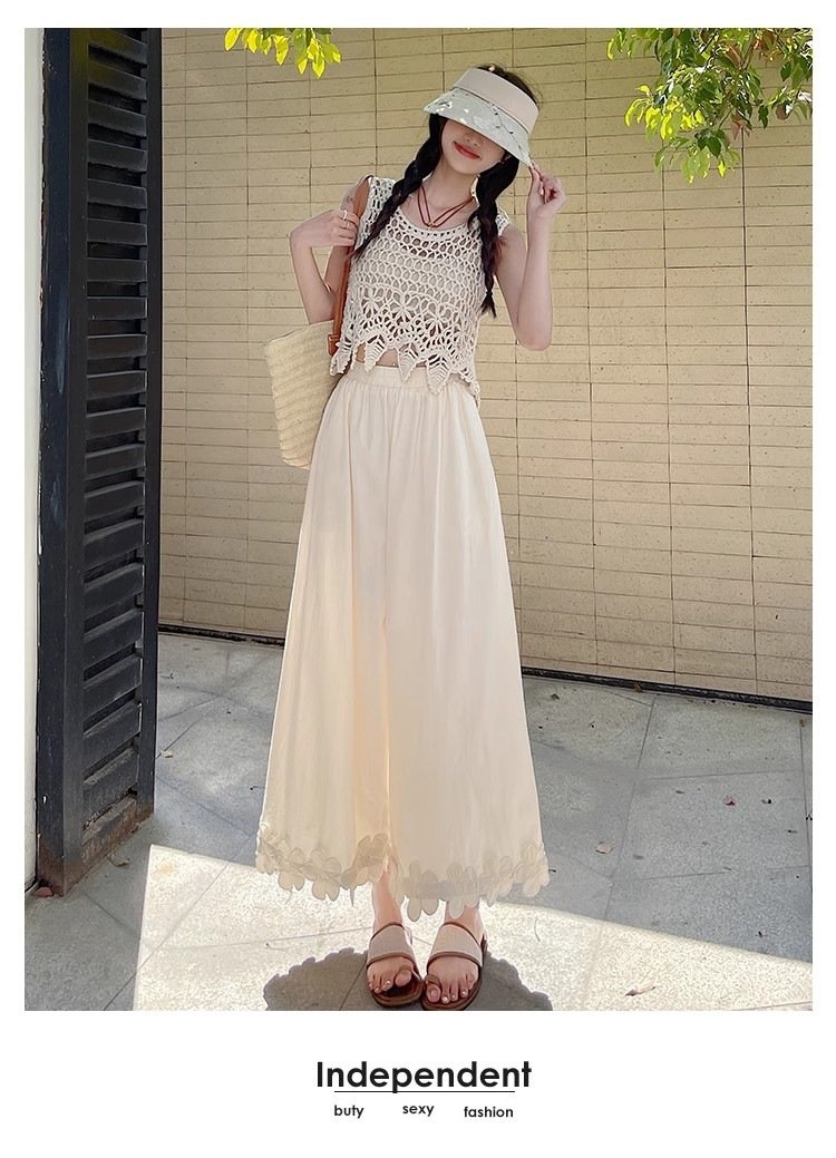 レディース パンツ 花柄 ゆったり ワイド 春夏 カジュアル きれいめ 春 夏 レース ブラック 上品 ロング ワイドパンツ ストレッチ ポリエステル 森ガール
