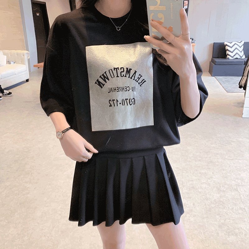 レディース トップス Tシャツ 半袖 プリント ゆったり 夏 体型カバー 大きいサイズ 春夏 ラウンドネック 学生 シャツ ポリエステル