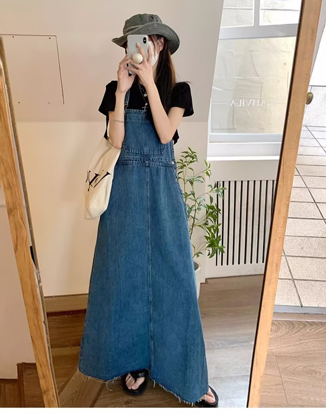 ワンピース ノースリーブ デニム 秋 袖なし ロング