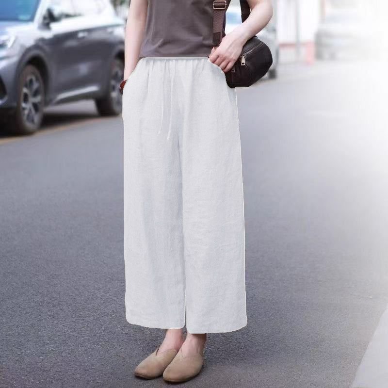 レディース パンツ 無地 ワイド 春夏 カジュアル 春 夏 シンプル ストレート ワイドパンツ 9分丈 ハイウエスト ポリエステル