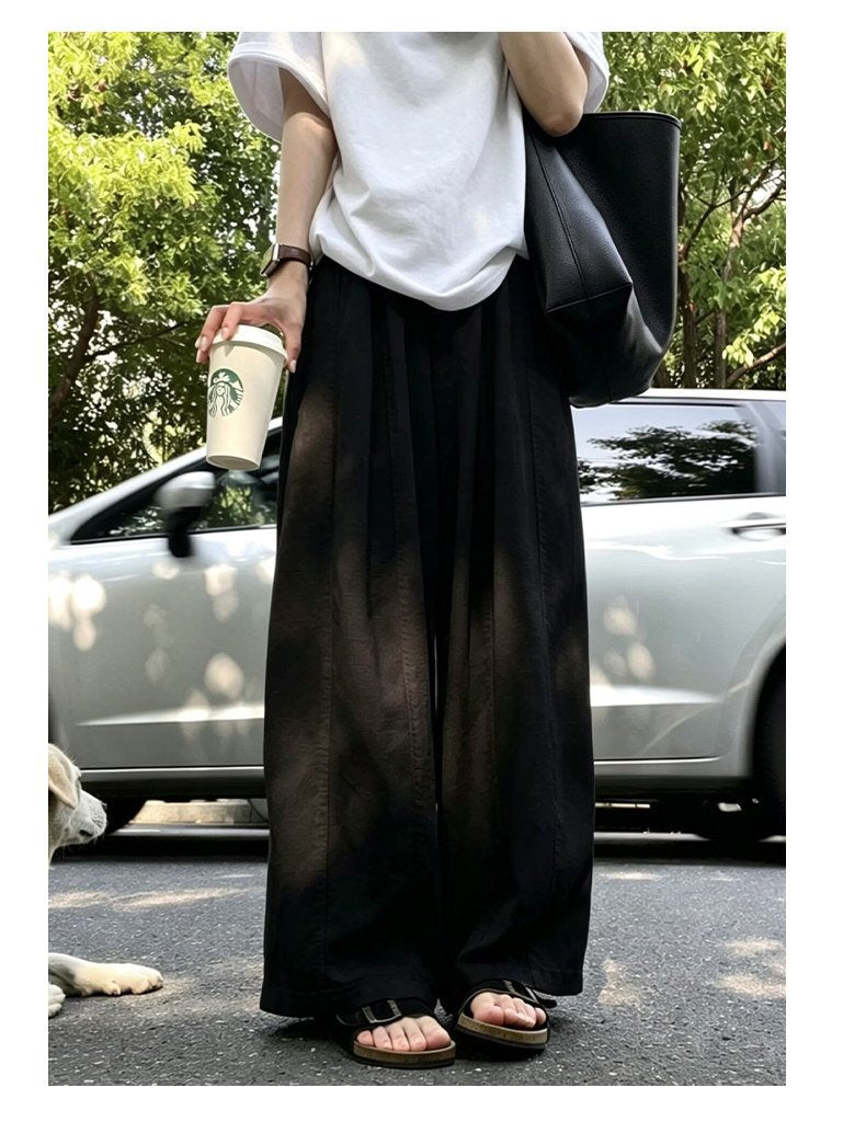 レディース パンツ 無地 ゆったり ワイド コットン 綿 麻 春夏 カジュアル きれいめ 通勤 春 白 夏 シンプル ロング ワイドパンツ 薄手 バルーン ハイウエスト 都会的