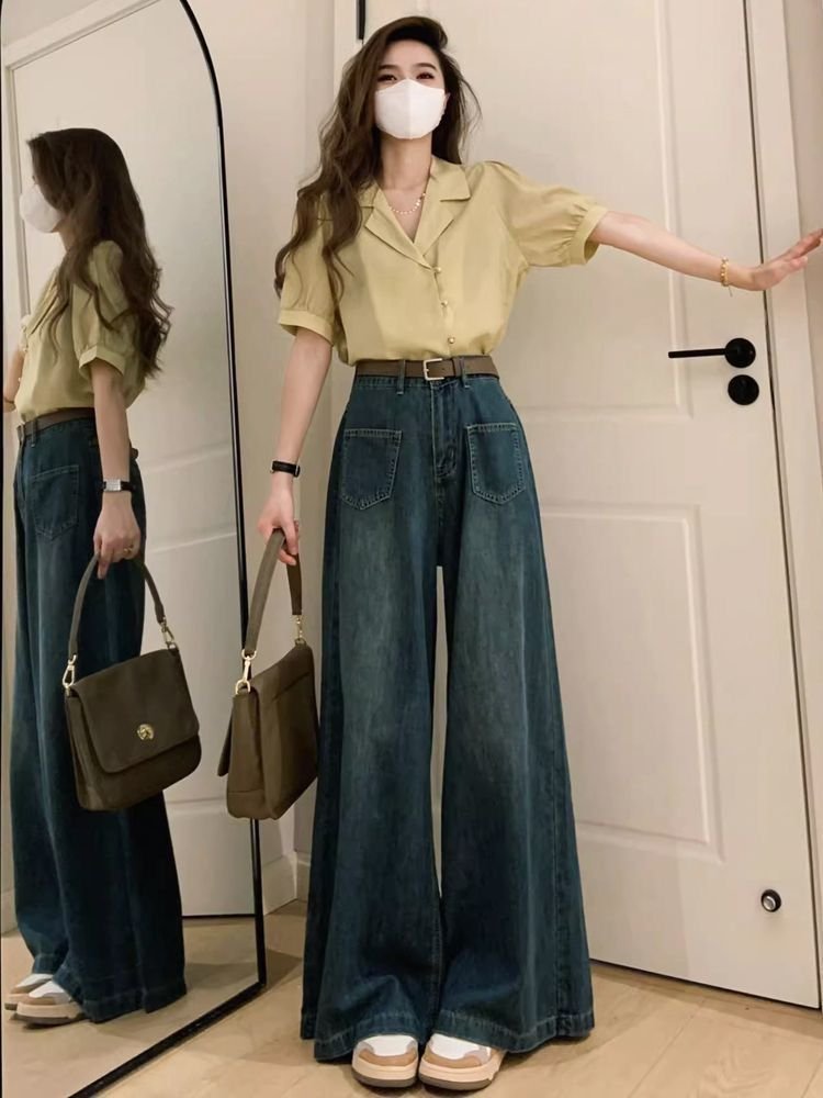 レディース パンツ ゆったり ワイド コットン 綿 春夏 カジュアル レトロ 大きいサイズ 春 夏 美脚 ドレープ ハイウエスト 都会的