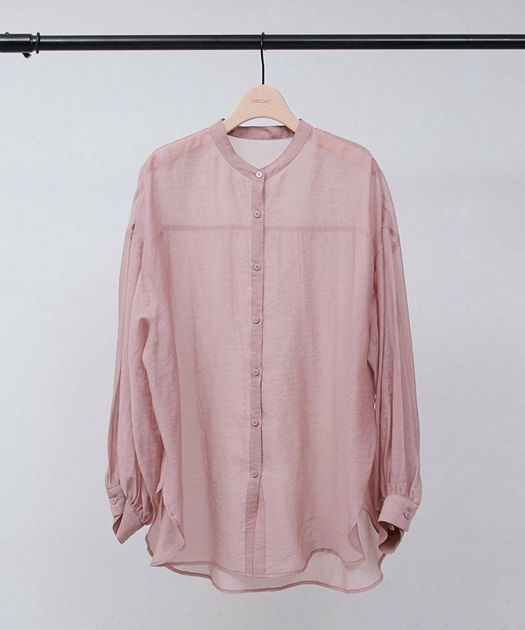 シャツ 長袖 春夏 きれいめ 前開き Vネック 春 夏 上品 薄手 タイ シアー アウター ポリエステル 柔らかい