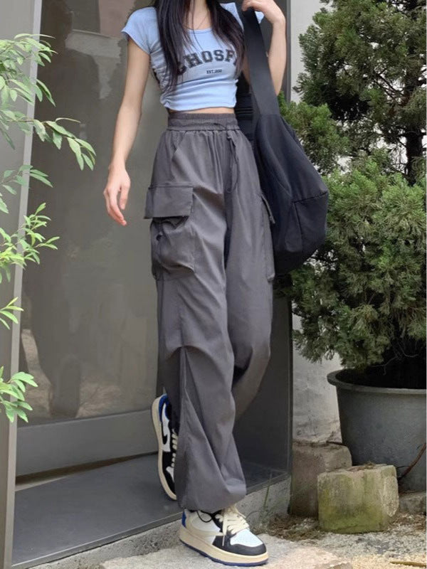 黑色工装裤女爵士舞宽松显瘦阔腿运动长裤百搭休闲直筒束脚裤子潮